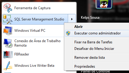 Se tornado sysadmin em servidor SQL Server/Express local (revisado)